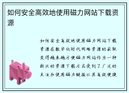 如何安全高效地使用磁力网站下载资源